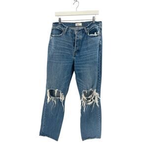 Abercrombie & Fitch Classic Blue Ripped Straight Leg Jeans